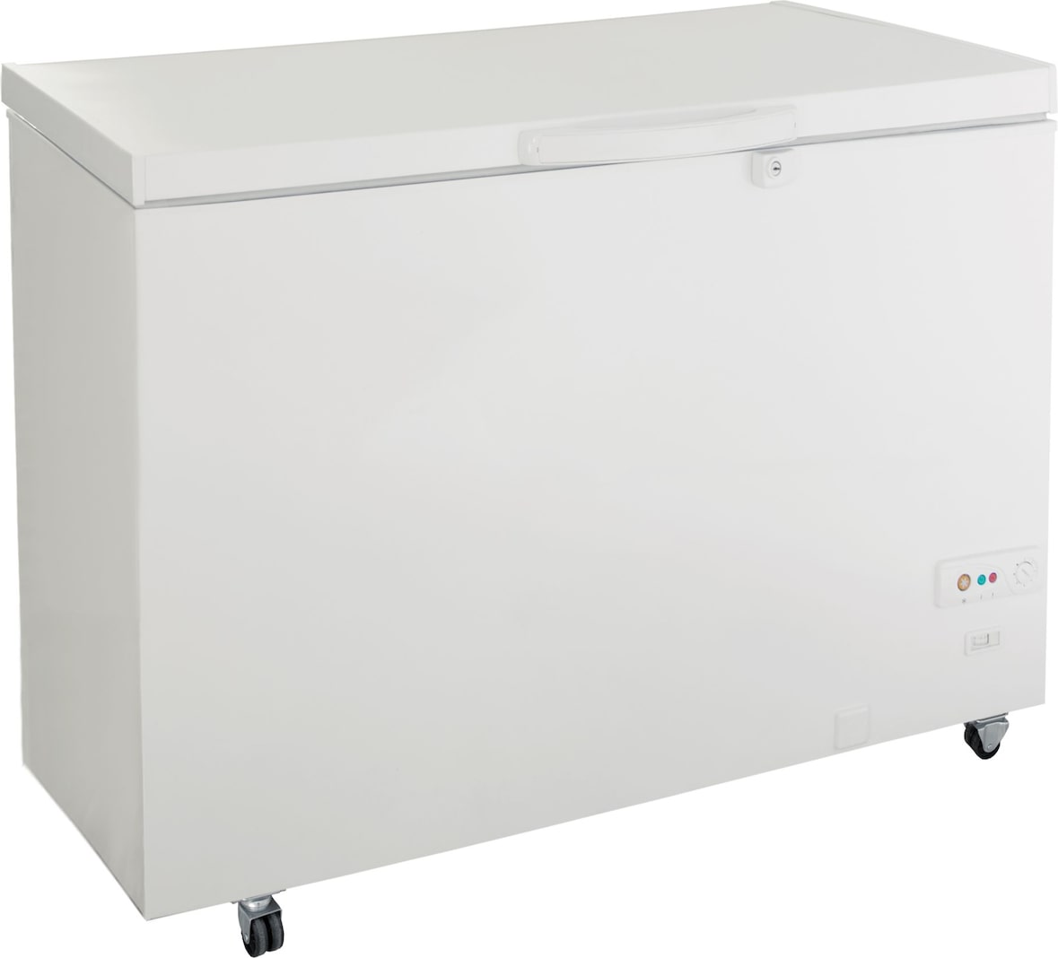 Truhe-Gefrierschrank mit Klapptür, Innenfläche gehämmertes Aluminium, Isolierung 60 mm, -18°C/-24°C. Modell FR500PSK