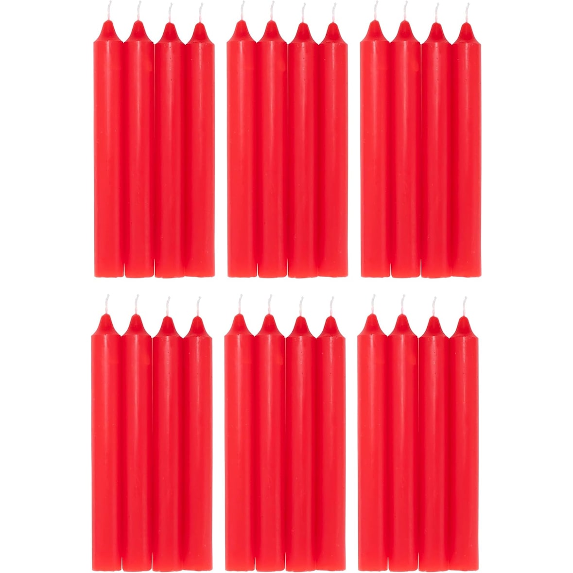 COM-FORT HOUSE- Vela de mesa Roja - Pack velas de 24 Unidades - Velas Decorativas Sin Perfume - Velas para tu Hogar