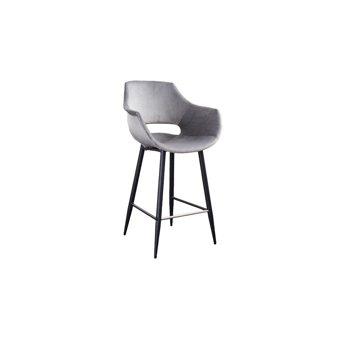KAWOLA Thekenhocker ZAJA Barstuhl Sitzhöhe 65 cm Velvet grau