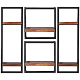 thumbnail of SIT Möbel Conjunto de prateleiras de parede|4 p.|Pavimentos em madeira de mangueira natural|Moldura sucata preta antiga|L95xP25xA75|09200-15