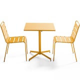 thumbnail of Ensemble table de terrasse carrée et 2 chaises métal jaune - Oviala