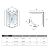 thumbnail of AICA Mampara de ducha curva abatible,cromado,vidrio antical 6mm,(770-785)x(770-785)x1950mm
