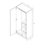 thumbnail of Dmora Garderobe Manchester, Kleiderschrank im Schlafzimmer, Schrank mit 3 Türen und 3 Einlegeböden mit Kleiderstange, 90x52h200 cm, Grau und blaugrün