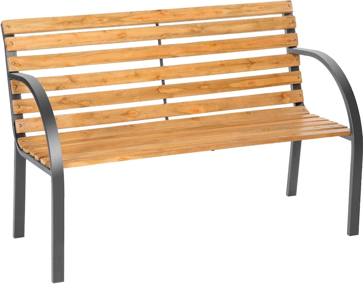 tectake Banco para jardín estable y resistente, fácil montaje, 119,5 x 62 x 83 cm marrón