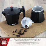 thumbnail of MAGEFESA COLOMBIA NOIR Cafetera Italiana o Moka Negra de 3 Tazas, Fabricada en Aluminio Extragrueso, Apta en Cocinas de Vitrocerámica, Gas, Eléctrica