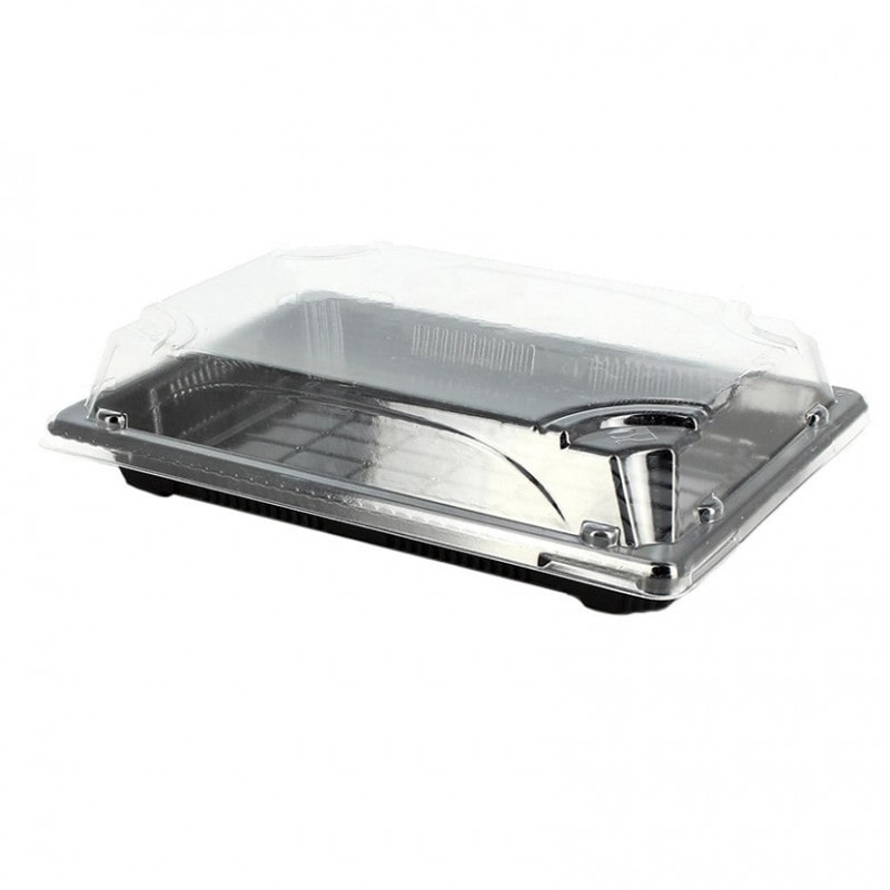500 Stk. Recycelbare PS-Sushi-Schalen mit antifog-Deckel (18,5x13x4,5cm) Ref TPSUSHI3