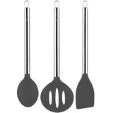 thumbnail of MAGEFESA ONIX Set de 3 Utensilios de Cocina Fabricado en Acero Inoxidable y Silicona, Incluye Espátula, Espumadera y Cucharón, Antirayaduras