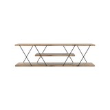thumbnail of Dmora Fernsehschrank Dmustaph, Ständer für Wohnzimmerfernseher, Niedriges Wohnzimmer-Sideboard, TV-Ständerbasis, 120x30h33 cm, Schwarz und Walnuss