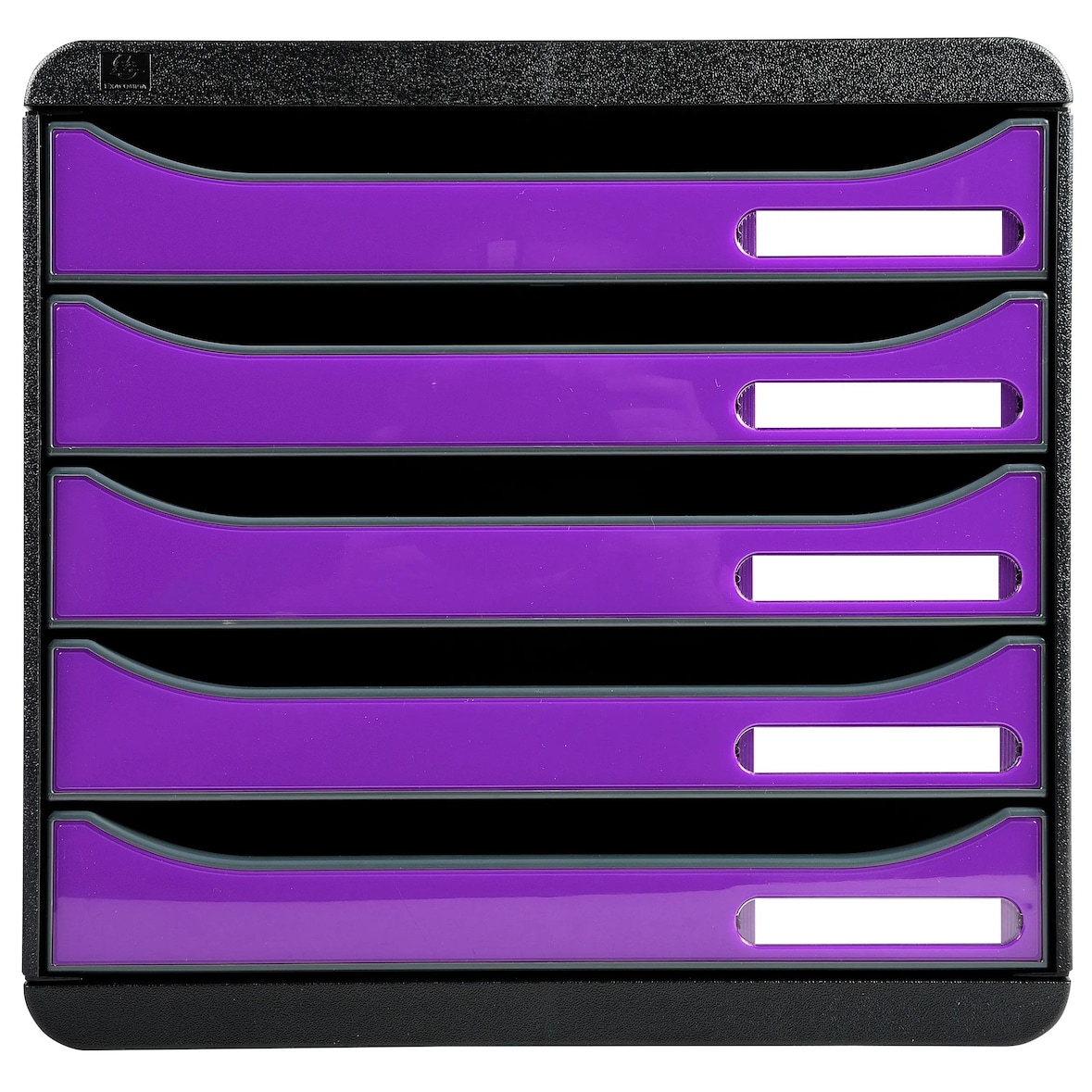EXACOMPTA Cassettiera Big-Box Plus 3097220D, 5 cassetti, box polistirolo monoblocco, (PxlxAlt) 34,7x27,8x27,1 cm, gamma Iderama nero/viola glossy
