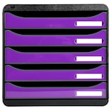 thumbnail of EXACOMPTA Cassettiera Big-Box Plus 3097220D, 5 cassetti, box polistirolo monoblocco, (PxlxAlt) 34,7x27,8x27,1 cm, gamma Iderama nero/viola glossy
