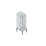 thumbnail of C+P Spind Classic PLUS, Buche untergebaute Sitzbank 2 Abteile, HxBxT 212x60x82cm, Zylinderschloss, Hellgrau/Reinorange von PROREGAL