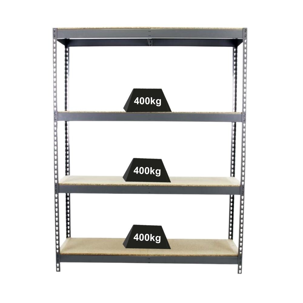 PROREGAL Schwerlastregal WOOD YETI FOUR | HxBxT 200x180x75cm | Fachlast 400kg | Grau | Regal Standregal Werkstattregal Lagerregal Kellerregal