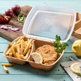 thumbnail of greenbox - Mehrweg-Menü-Behälter "Häppy Box" 24,5 x 20 x 4,5 cm, 2 Kammern, HP4/2, Cashew / creme-weiß, 60 St.