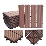 thumbnail of Baldosa WPC Ródano + cenefa, aspecto madera balcón/terraza, 11x cada una 30x30cm = 1m2 Premium ~ café lineal vertical