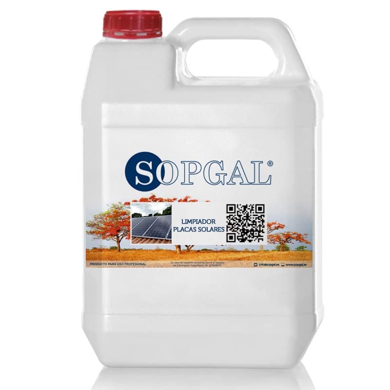 Produto de limpeza profissional de painéis solares Sopgal (5 l) - Remove sujidade e carbono das células solares e painéis sem os danificar