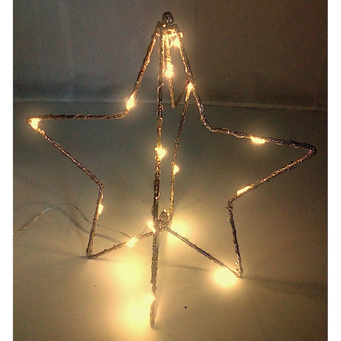 LED-Weihnachtsstern 25cm gold glitzernd Adventsstern Leuchtstern Drahtstern Deko Stern