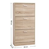 thumbnail of UAC Schuhschrank 120 x 60 x 24 cm, mit 3 Klappen, Schuhkipper, Schuhregal mit 3 Ebenen, Trennwände verstellbar, Schuhkommode, Eichen-Optik