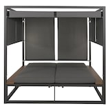 thumbnail of Aluminium Lounge-Gartenliege HWC-M63b, XL Sonnenliege Daybed, 10cm-Polster 200cm ~ dunkelgrau Polster grau