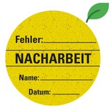 thumbnail of Dreifke® Aufkleber | Organisationsetikett Nacharbeit, gelb, Graspapier, selbstklebend, Ø 60 mm, 500/Rolle