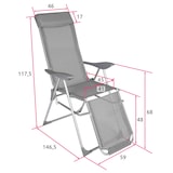 thumbnail of tectake Set van 2 aluminium tuinstoelen inklapbaar met hoofdsteun en voetensteun - grijs - 402763