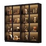thumbnail of Vitrine LED 4-lagig Mit App Steuerung Glastüren Aluminiumrahmen Hochglanz Aufbewahrungsschrank Wohnzimmer Weiß 160x40x160cm