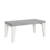 thumbnail of Tavolo allungabile 90x180/440 cm Naxy Mix piano Cemento - gambe Bianco Frassino