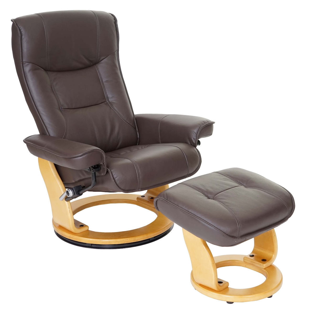 MCA Relax fauteuil Hamilton, TV fauteuil kruk, echt leer 130kg belastbaar ~ bruin, naturel bruin
