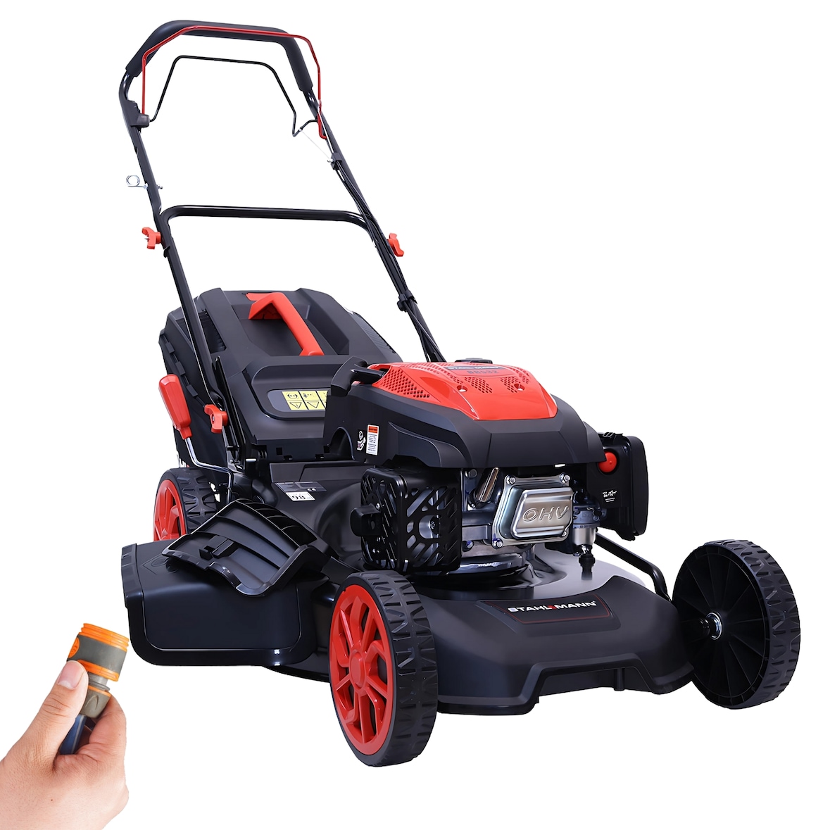 Rasenmäher Benzin mit Antrieb BR532 – 7,0PS (5,1kW), 53cm Schnittbreite, Mulchen, Schnitthöhenverstellung, Easy Clean Anschluss, 60L Korb