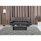 thumbnail of 3er-Sofa HWC-F60, Couch Schlafsofa Gästebett, Tassenhalter verstellbar 97x166cm ~ Kunstleder, schwarz