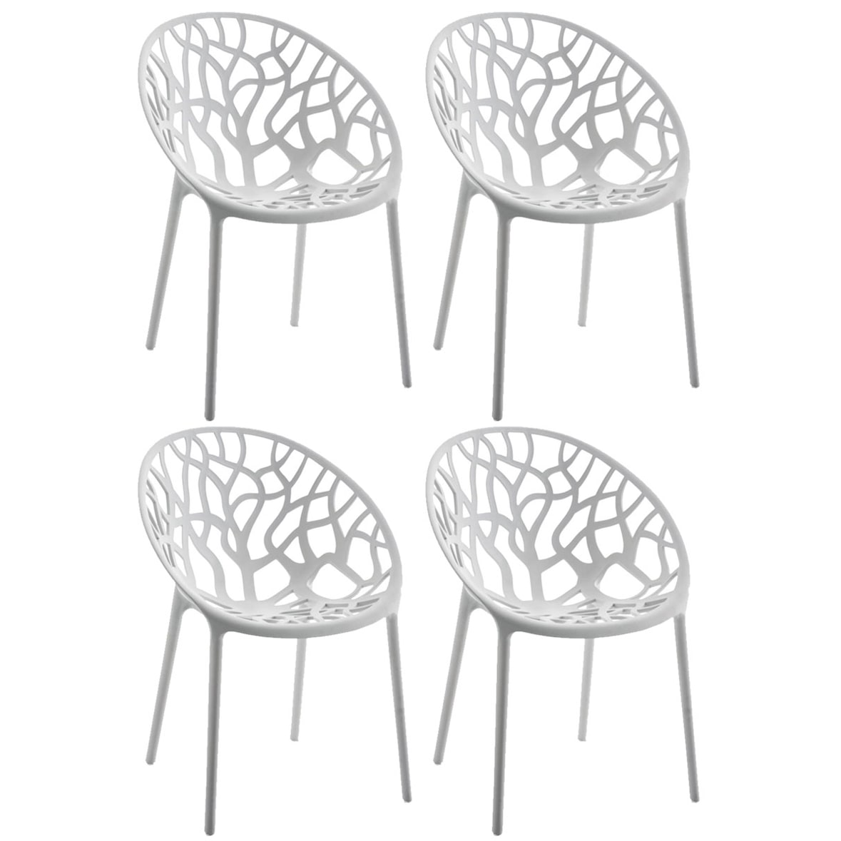 4er Set stapelbare tuinstoelen Hope licht grijs