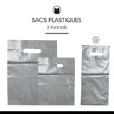 thumbnail of Saco plástico cinzento com pegas recortadas de PEBD reciclado 25x32 cm por 1000 - Gimex