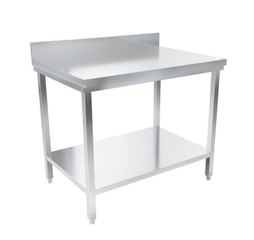 METRO Professional Werktafel GWTS4107B, roestvrij staal, 100 x 70 x 85 cm, met achterwand