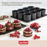 thumbnail of Set pâtisserie avec plaque à 12 mini moules ronds 38 x 30 cm en acier, 2 bols à mixer, verre mesureur et spatule Zenker