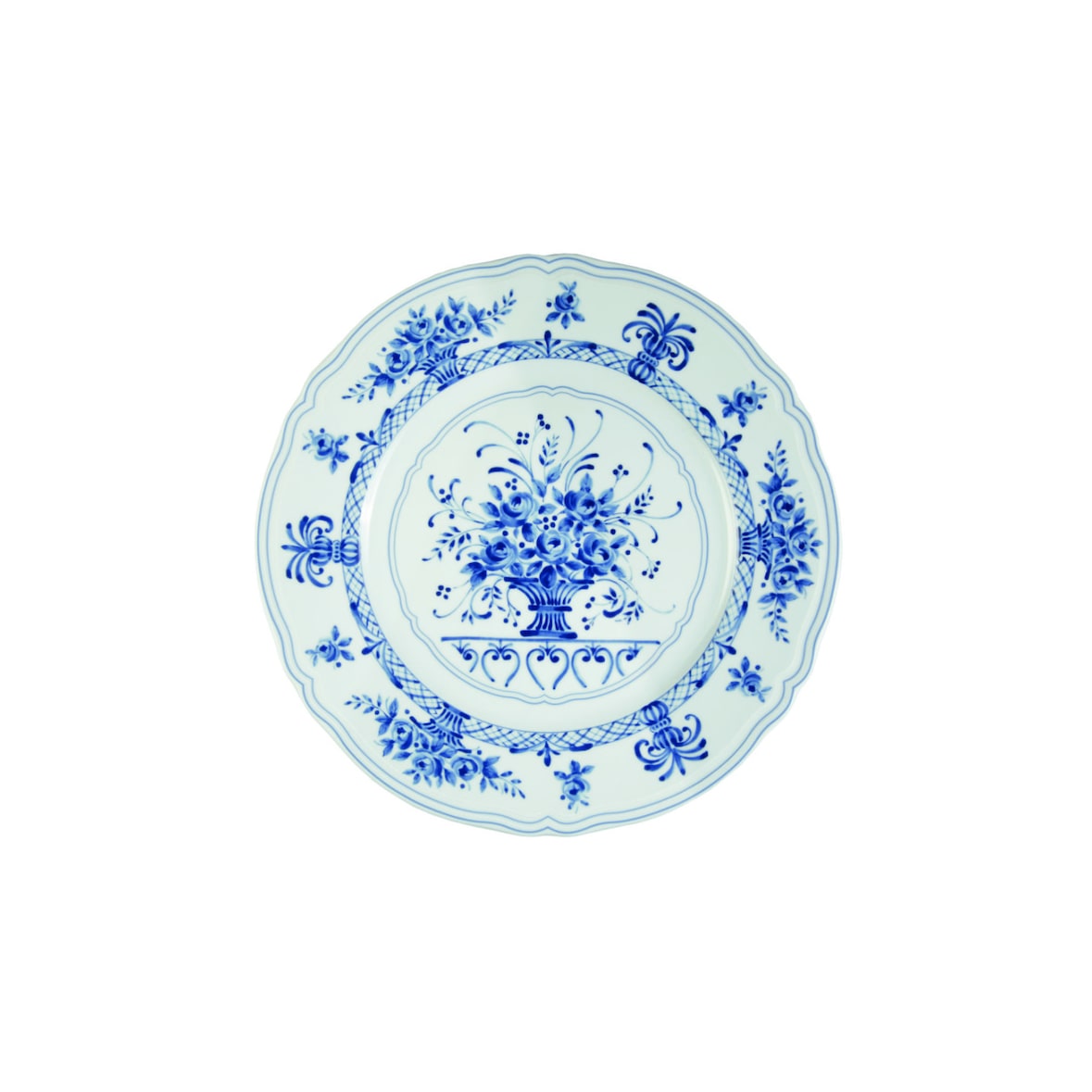 Piatto Rotondo Bianco e Blu Anthiros, Confezione da 6