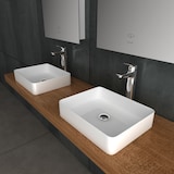 thumbnail of Alpenberger Design Aufsatzwaschbecken mit Nanobeschichtung | Keramik Waschbecken für Bad & Gäste-WC | Waschtisch Weiß mit Hahnloch | Modernes Becken