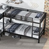thumbnail of Eisenbett 90x200cm & 140x200cm, Etagenbett mit dreistufiger Leiter in Schwarz für flexible Schlaflösungen