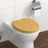 thumbnail of WC Sitz BAMBUS, massiver Toilettendeckel mit Absenkautomatik aus nachhaltigem Rohstoff, Klobrille, Klodeckel Holz,