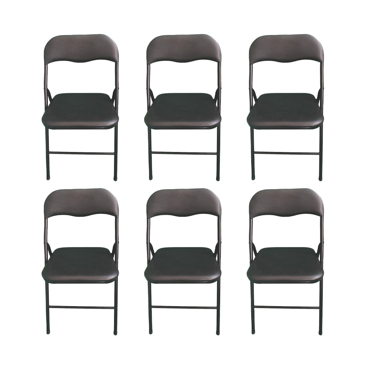 Pack 6 Sillas Negras Plegables Premium con Estructura Metálica y Asiento Acolchado en Polipiel PU. Respaldo Ergonómico (80x44x43,5 cm)