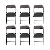 thumbnail of Pack 6 Sillas Negras Plegables Premium con Estructura Metálica y Asiento Acolchado en Polipiel PU. Respaldo Ergonómico (80x44x43,5 cm)