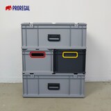 thumbnail of PROREGAL SparSet 5x Eurobox NextGen Color, HxBxT 12x30x40cm, 11 Liter, Griffe grün offen, Grau, Eurobehälter, Box, Transportbehälter