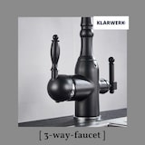 thumbnail of KLARWERK® Julian | Retro 3-Wege Armatur Edelstahl Schwarz matt | Vintage Filter Wasserhahn Küche | 360° Osmose Mischbatterie U-Auslauf 3 Anschlüsse