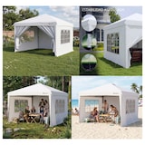 thumbnail of Carpa Plegable 3x3m Blanca - Gazebo 4 Paredes - Protección UV 210D Silver Impermeable - Acero Reforzado - Bolsa Anclajes Catering Fiestas