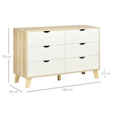 thumbnail of HOMCOM cómoda con 6 cajones y patas elevadas cajonera de armario para dormitorio salón estudio estilo moderno antivuelco 120x40x76 cm natural y blanco