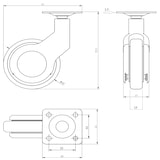 thumbnail of 60mm Möbelrolle Exklusiv Bockrolle Schwarz Lenkrolle 30kg Traglast 4er Pack