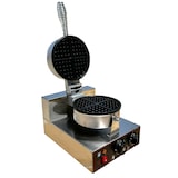 thumbnail of Gofrera redonda profesional de acero inoxidable para hosteleria. Maquina de gofres redondos de 18 cm de diametro para heladeria y restaurante.