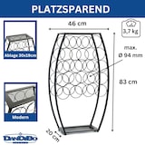 thumbnail of Weinregal Metall Schwarz Stehend 83 cm 96640 Weinständer für 18 Flaschen Dekorativer Weinflaschenhalter in Fass-Optik Flaschenregal mit Ablage