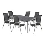 thumbnail of 7tlg Gartenmöbel Set Alu silber Non-Wood 180x90cm + 6 Stapelstühlen
