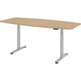 thumbnail of bümö Konferenztisch elektrisch höhenverstellbar 220x103 in Eiche, Gestell: Silber - elektrischer Besprechungstisch oval mit Memoryfunktion