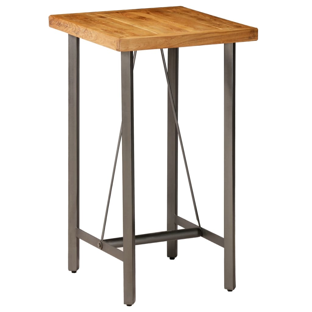Helloshop26 - Table haute mange debout bar bistrot teck recyclé massif carré marron 107 cm 0902121