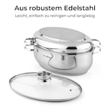 thumbnail of KLAMER Bräter mit Deckel 38 cm, backofengeeignet, 8,5L XXL Bräter mit Deckel, mit 4L Deckelpfanne, für alle Herdarten inkl. Induktion, Edelstahl Brät…
